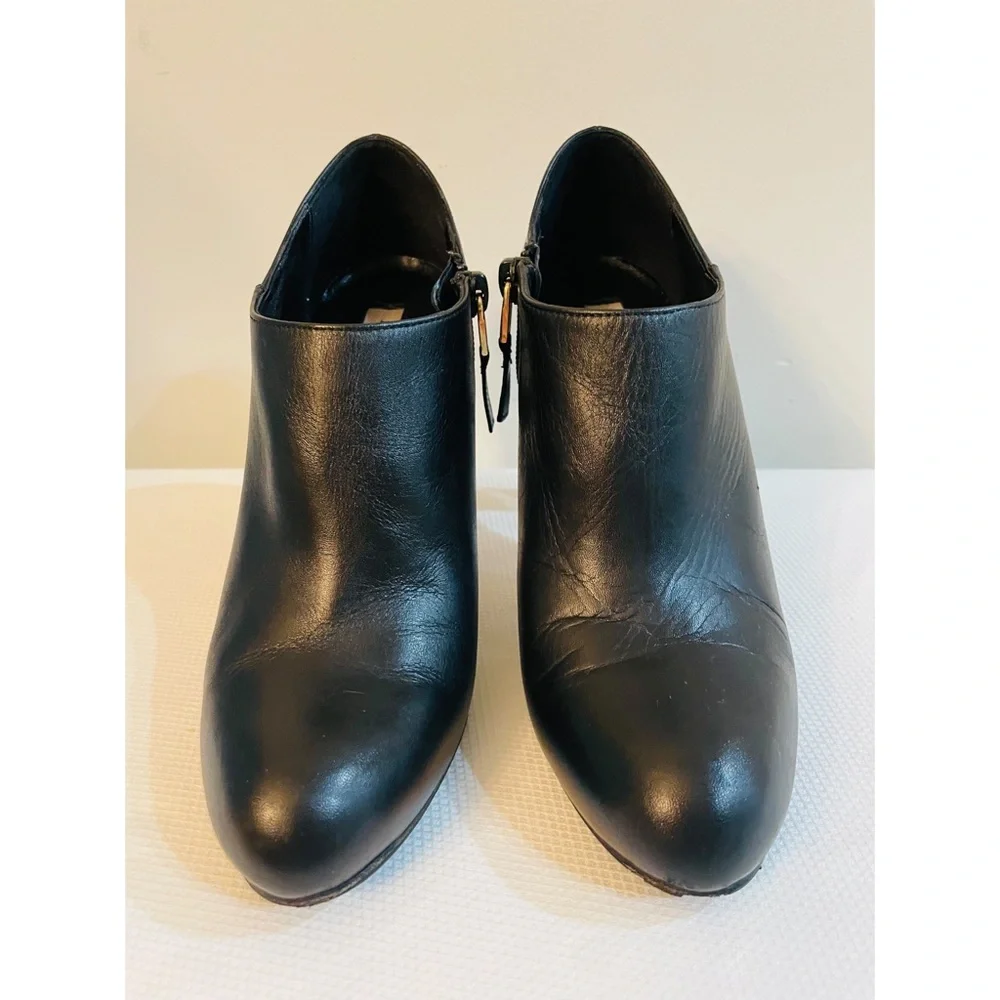L.K BENNETT LONDON Black Leather Suede Booties Shoes Size 36